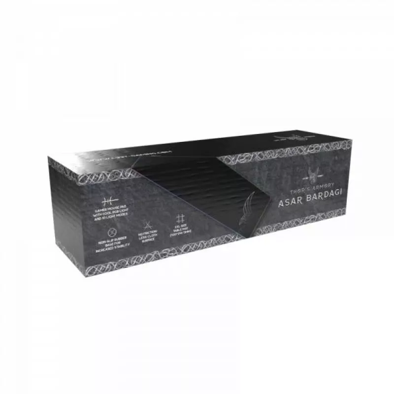 L33T Gaming 160406 Asar Bardagi XXL RGB Gaming pelėdų kilimėlis, greitas paviršius. 920 x 294 x 3 mm, juoda