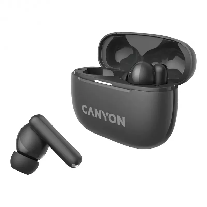 CNS-TWS10BK „Canyon“ belaidės ausinės True Wireless Stereo (TWS) į ausis, skirtos skambučiams/muzikai/sportui/kasdieniam naudojimui, USB Type-C, Bluetooth, juodos (CNS-TWS10BK)