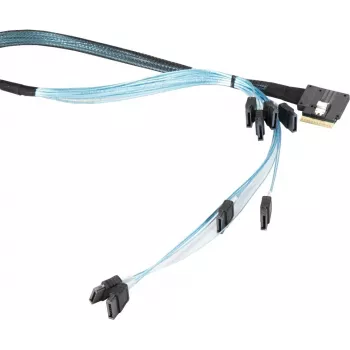 Supermicro - vidinis SAS laidas - 1x8 plonas SAS (SFF-8654) (M) kairiu kampu į SATA (M) 70 cm
