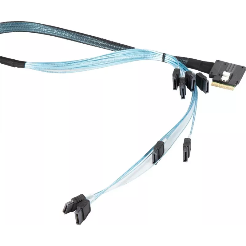 Supermicro - vidinis SAS laidas - 1x8 plonas SAS (SFF-8654) (M) kairiu kampu į SATA (M) 70 cm