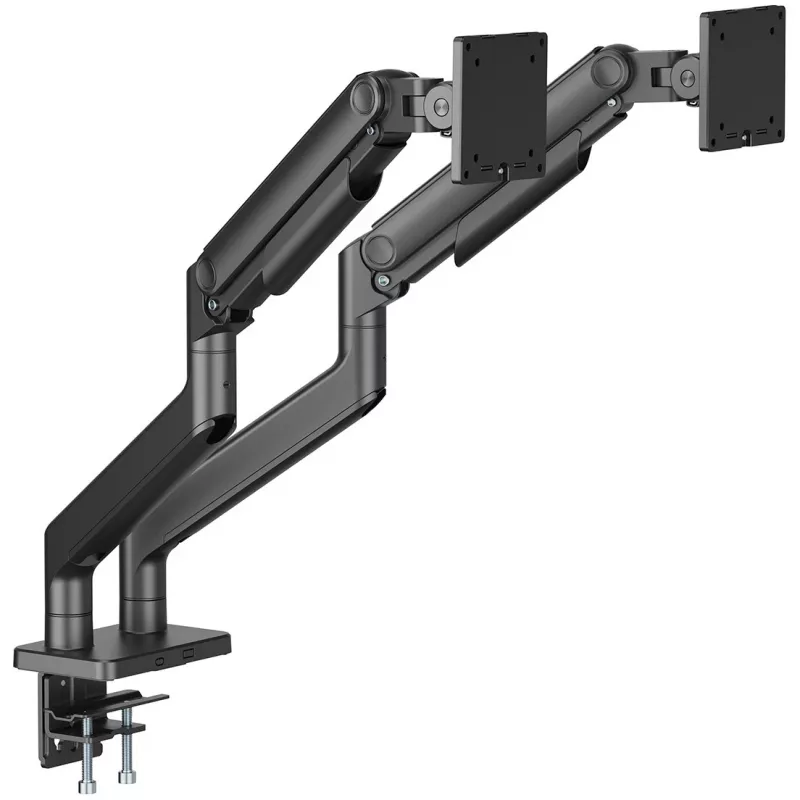 Monitoriaus laikiklis DIGITUS Dviejų monitorių laikiklis 2×45 colių ekranams, spaustuvas, 2×20 kg, VESA 75×75–100×100, pakreipimas -20–50°
