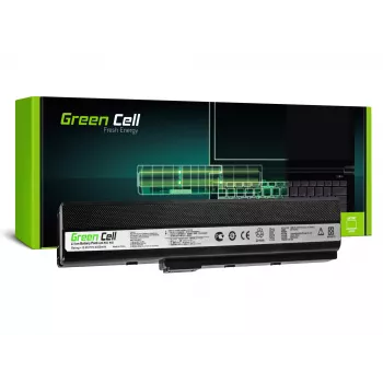 Baterija Green Cell AS02, skirta ASUS K52 serijai — Li‑Ion 4400 mAh, 11,1 V, 6 elementai, juoda