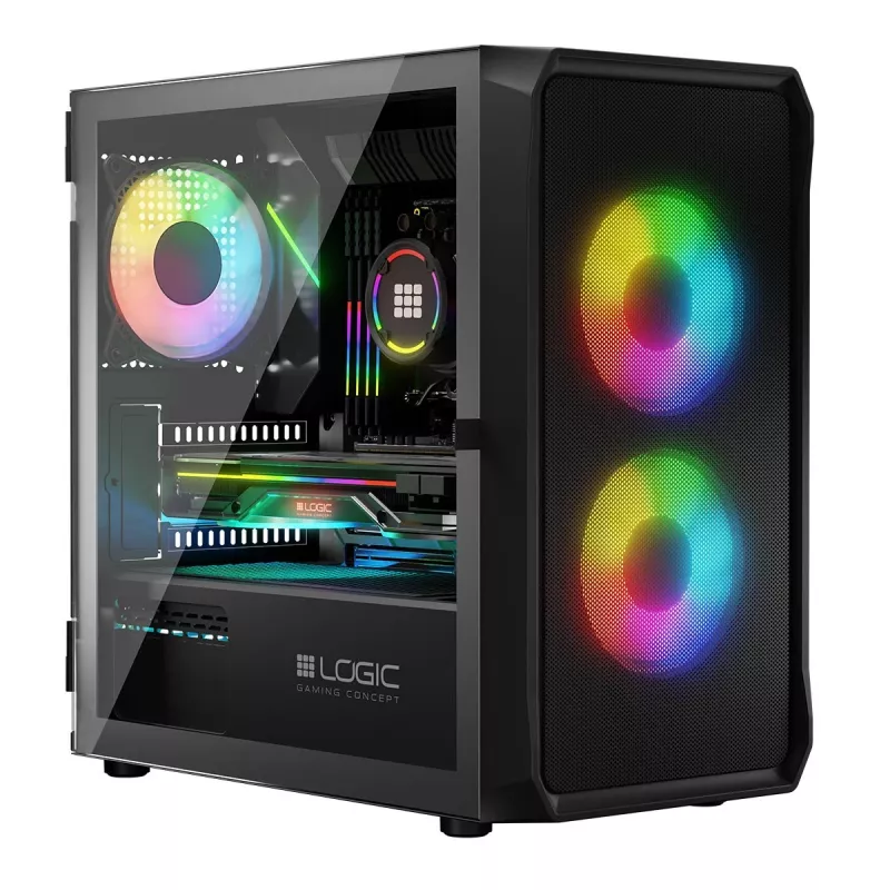 Kompiuterio korpusas Logic Concept Portos Mini ARGB Micro ATX juodas