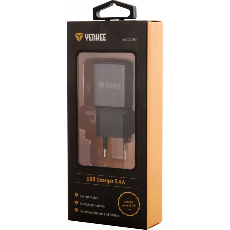 Tinklo USB-A įkroviklis YENKEE YAC 2013BK — 12 W, 2,4 A išvestis
