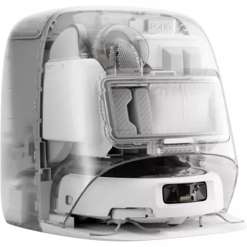 Robot vacuum and wet mop DJI ROMO P (Water Tank Version) — pilka/baltas, 0.26 L dulkių, 4 L švaraus / 3.2 L nešvaraus vandens, 5000 mAh baterija