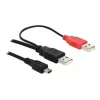 USB kabelis DeLOCK 2x USB2.0-A kištukas / USB mini 5 kontaktų 1 m juodas