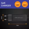 GaN nešiojamojo kompiuterio įkroviklis QOLTEC 52419 65 W USB-C PD 5V/20V 3A/3,25A, 220–240 V, 1,8 m laidas, juodas