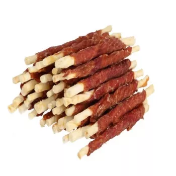 Dog chew Hilton Duck Wrap White Rawhide Stick 500 g — antienos skonio žalios odos dantų kramtukas, baltymai 60%