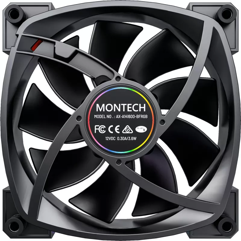 Ventiliatorius Montech AX140 PWM 14 cm juodas 540-1760 RPM