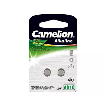 Button cell battery CAMELION AG10 (LR54) 1.5V — pack of 2 alkaline cells
