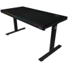 Dviejų variklių reguliuojamo aukščio žaidimų stalas su belaidžiu įkrovikliu, RGB apšvietimu, valdymo skydeliu ir USB prievadais, PB melamino paviršiaus stalviršis, juodas.