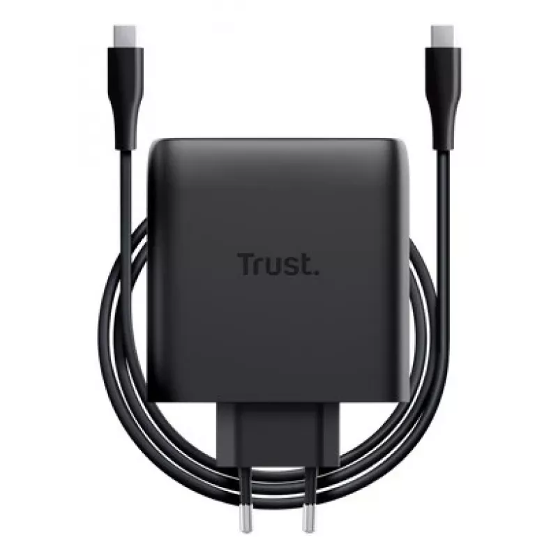 TRUST Maxo 100W 2-Port USB-C GaN Charger — 100 W, 2× USB-C, 20 V max, 2 m kabelis, Juoda