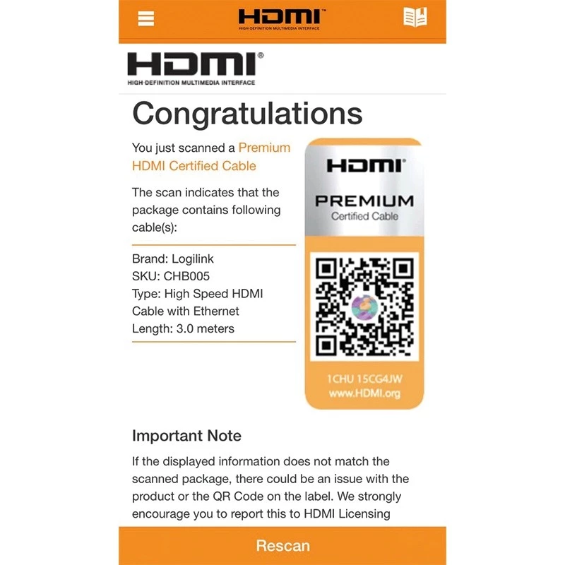 HDMI laidas LogiLink CHB005 3 m