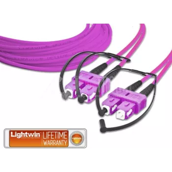 Lightwin aukštos kokybės dvipusis LWL komutacinis kabelis, MM OM4, SC - SC LWL komutacinis kabelis (LDP-50 SC-SC 5.0 OM4)