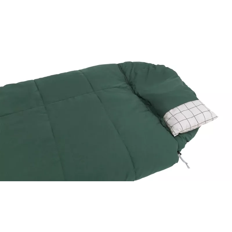 Miegmaišis Outwell Camper Prime pusiau stačiakampis 900×2350 mm, maks. naudotojo ūgis 200 cm, medvilnė/poliesteris, žalia