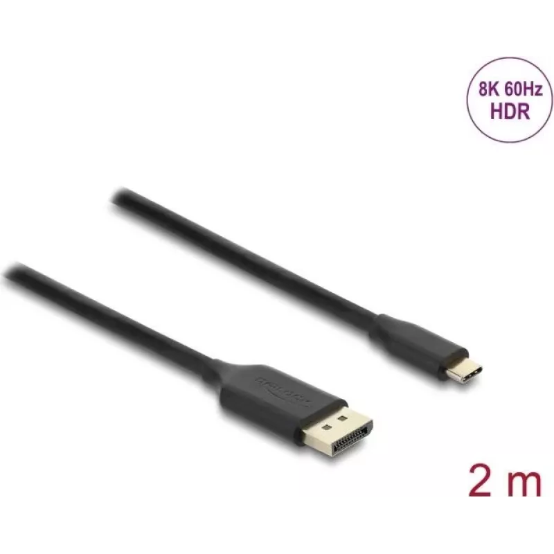 Vaizdo kabelio adapteris DELOCK USB Type-C į DisplayPort 2 m, juodas