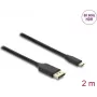 Vaizdo kabelio adapteris DELOCK USB Type-C į DisplayPort 2 m, juodas