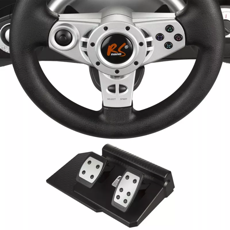 Vairas nano rs RS700 laidinis USB 270° pasukimas, 10 mygtukų, pedalai, vibracija, 1,8 m laidas