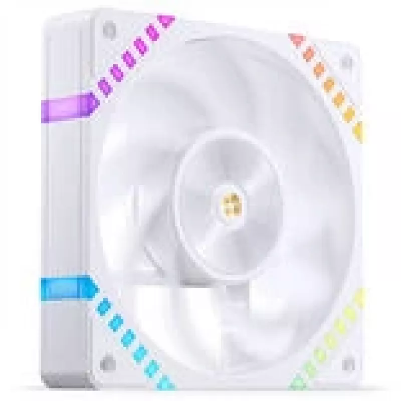 120mm korpuso ventiliatorius Jonsbo HF2-120 White — atvirkštinės mentės, PWM, ARGB