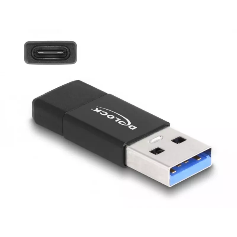 DeLOCK 60001 kabelio lyčių keitiklis USB A USB C juodas