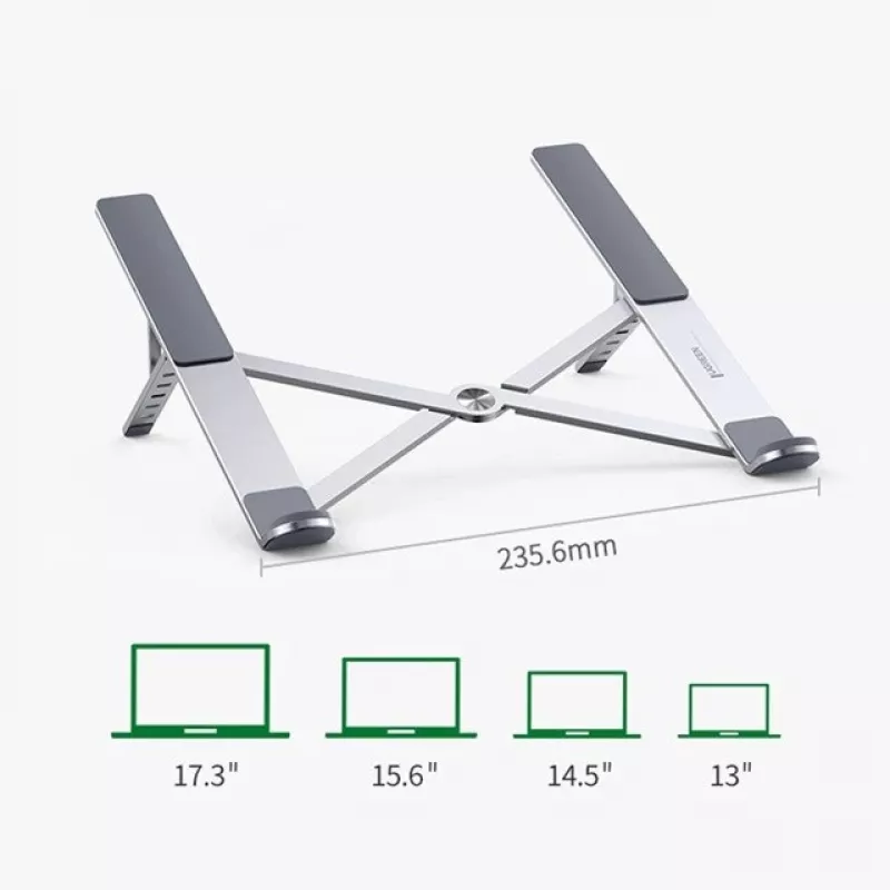 Laptop stovas UGREEN LP451 reguliuojamas aliuminio lydinio 8–17 colių nešiojamiesiems kompiuteriams, 5 padėtys, sidabrinis
