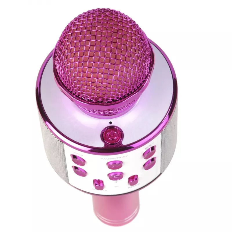 Karaokės mikrofonas Denver KMS-20P rožinis laidinis belaidis Bluetooth 3,5 mm