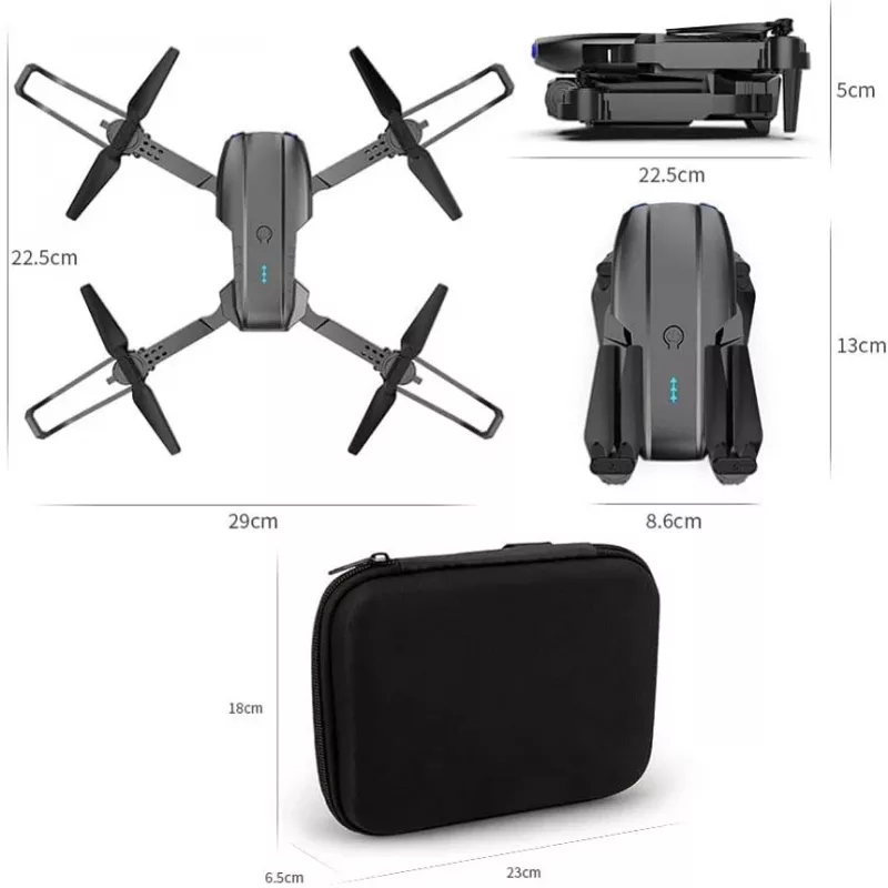 E99 Pro Drone | Dronas + 3 baterijos + krepšio rinkinys | 1800 mAh