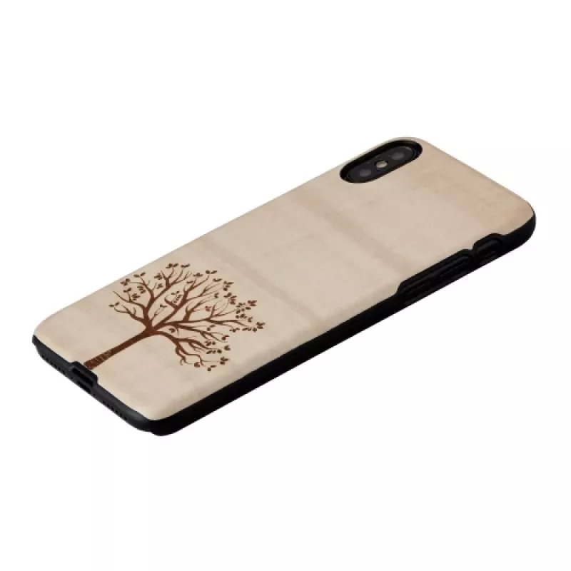 man and wood išmaniojo telefono dėklas iPhone X/XS, obels mediena, juodas