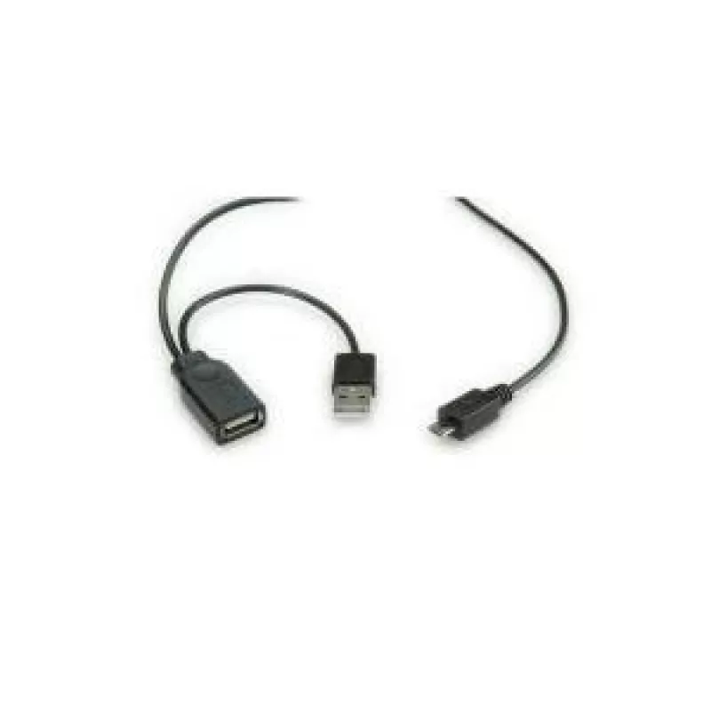 ROLINE USB 2.0 Y kabelis - 2x Type A (ST / BU) - Micro B ST - 1m - Ekranuotas - USB 2.0 Type Micro B - 1 mm (19.08.1009)