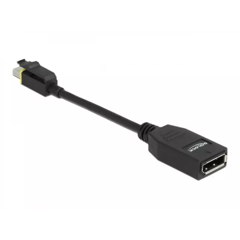 DeLOCK - DisplayPort adapteris - Mini DisplayPort (M) su fiksavimu į DisplayPort (M) - DisplayPort 1.4 - 15 cm - be halogenų, 8K palaikymas - juoda (65978)
