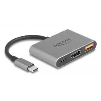 DeLOCK 61071 vaizdo kabelio adapteris 0,1 m USB Type-C USB Type-C USB Type-A HDMI pilkas