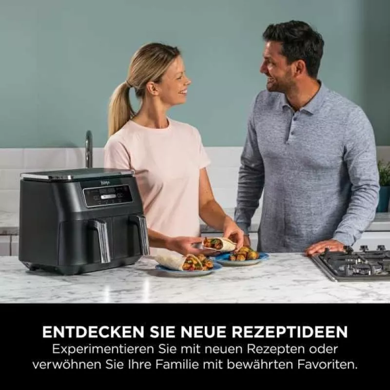 Ninja AF200EU keptuvė Dviguba 7,6 L Atskira 2400 W Karšto oro gruzdintuvė Juoda