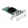 DeLOCK PCI Express x4 kortelė su 4 išoriniais USB 3.0 Quad Channel - žemo profilio forma