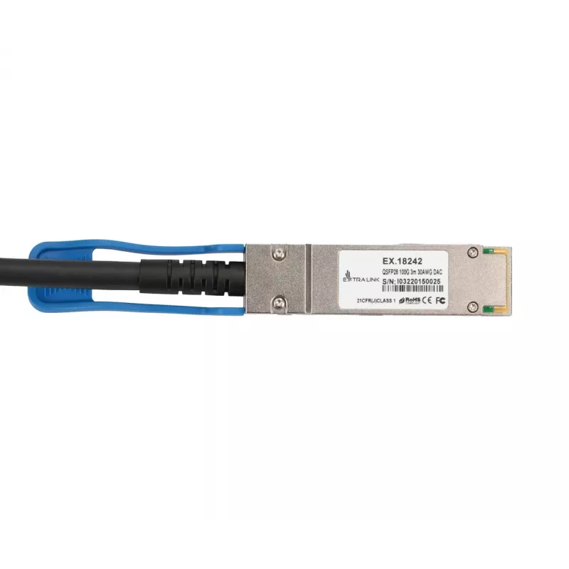 Extralink QSFP28 DAC kabelis 100G 3M 30AWG PASSIVE tinklo siųstuvo-imtuvo modulis