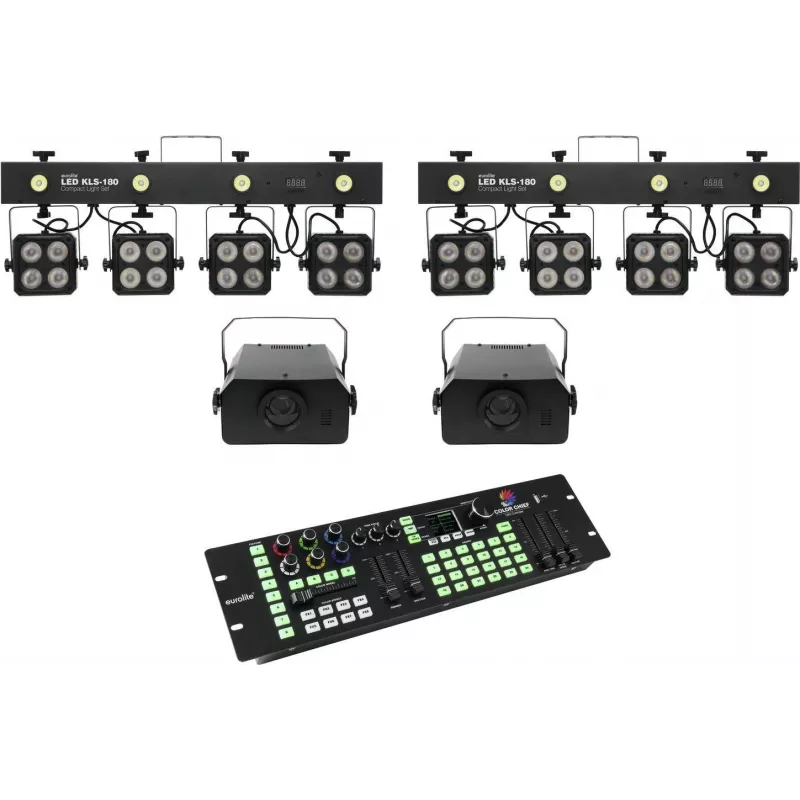 Apšvietimo rinkinys EUROLITE KLS-180 LED 2x + WF-40 LED 2x su DMX valdikliu