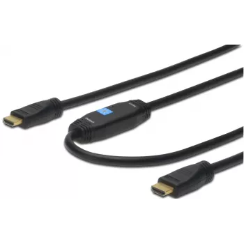 Assmann HDMI High Speed jungiamasis kabelis. A tipo. su stiprintuvu. Kišt./Kišt. 40,0 m. buvęs HDMI 1.3. UL. mėlynas. auksinis (AK-330105-400-S)