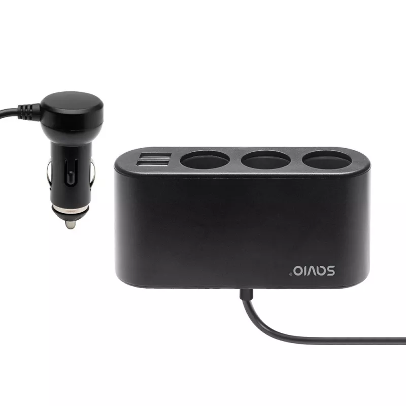 Automobilinis USB įkroviklis SAVIO SA-024 — universalus mobiliesiems įrenginiams, įėjimas 12–24 V, išėjimas 5 V, juodas, skirtas cigarečių uždegimo lizdui