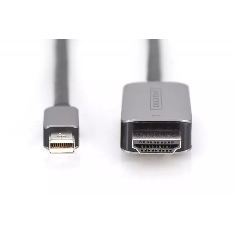 DIGITUS - Adapterio kabelis - Mini DisplayPort (M) į HDMI (M) - 1,0 m - Palaiko 8K 60 Hz - Juoda (DB-340109-010-S)