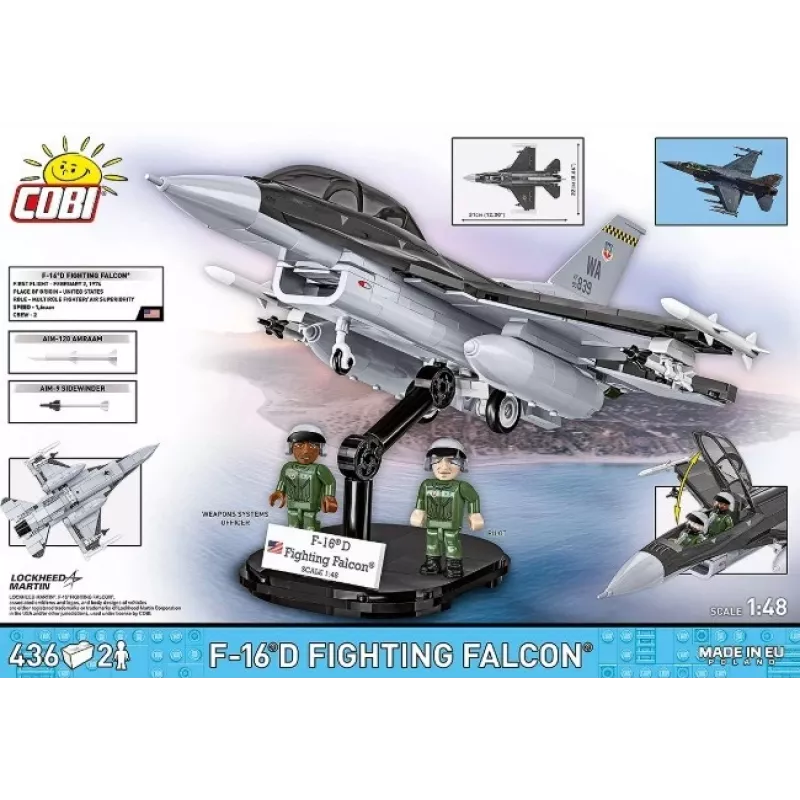 Statybinis rinkinys Cobi F-16D Fighting Falcon, 436 dalys, mastelis nenurodytas