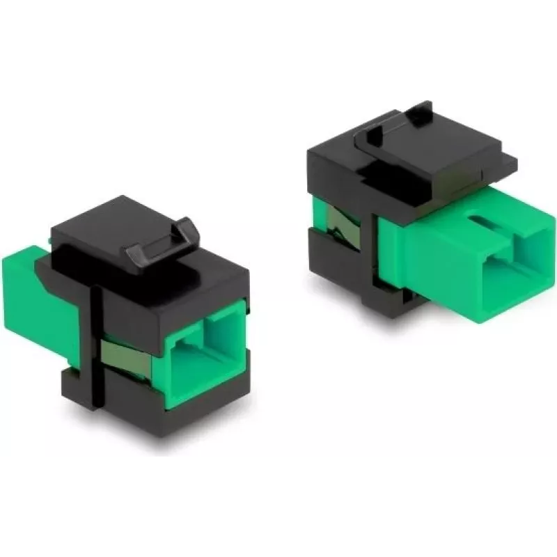 Keystone modulis DELOCK 87121 — SC adapteris, plokščia konstrukcija, žalia/juoda, 16,5×27,4×21,9 mm