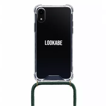 Telefono kaklo juosta Lookabe loo014, skirta iPhone XR – auksinės-žalios spalvos apsauginis maišelis su dirželiu