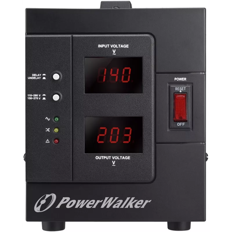 PowerWalker AVR 2000 SIV FR įtampos reguliatorius 2 kintamosios srovės lizdai (-ų) 110 - 280 V juodas