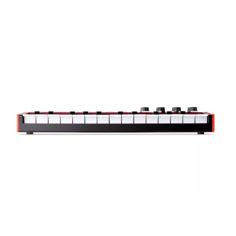 MIDI valdiklis AKAI APC Key 25 MK2 — 25 greičiui jautrūs klavišai, 40 pagalvėlių, RGB apšvietimas, 8 enkoderiniai valdikliai, maitinamas USB