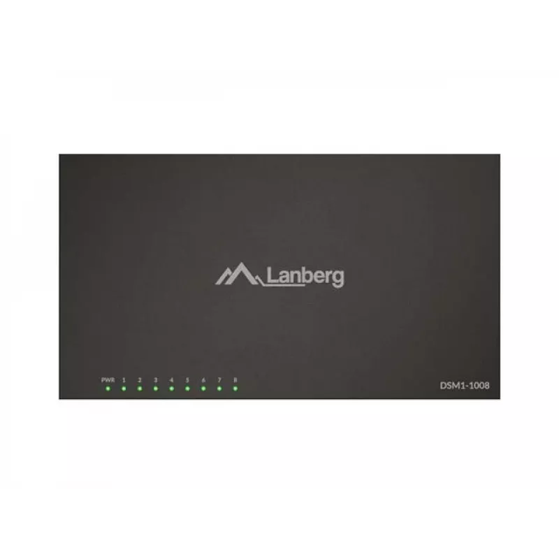 Tinklo komutatorius LANBERG DSM1-1008 8x 1 Gb/s nevaldomas Gigabit Ethernet stalinis 12V metalinis korpusas