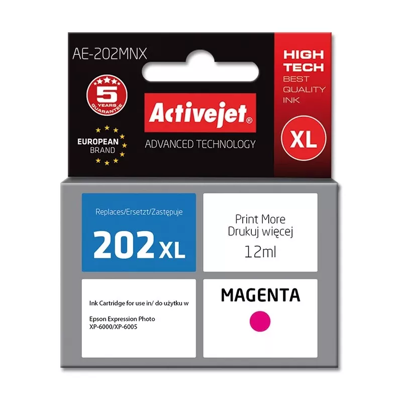 Activejet AE-202MNX rašalas (pakaitalas Epson 202XL H34010; Supreme; 12 ml; purpurinis)