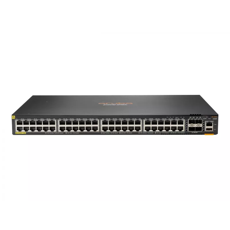 Hewlett Packard Enterprise HPE Aruba Networking CX 6200F 48G Class4 PoE 4SFP+ 740W Switch - komutatorius - maks. krovimo atstumas 10 km - L3 - valdomas - 48 x 10/100/1000 (PoE+) + 4 x 1 Gi