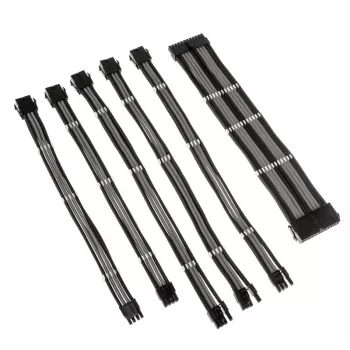 Kabelio ilginimo rinkinys Kolink Core Adept — pintas PET apvalkalas, variniai laidininkai, 300–350 mm ilgiai, 6 vnt. rinkinys