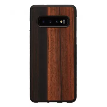 man and wood išmaniojo telefono dėklas Samsung Galaxy S10 – juodmedžio juodas, apsauginė medinė nugarėlė ir buferis