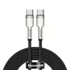 USB‑C į USB‑C kabelis Baseus Cafule Metal — 2 m, 100W įkrovimas, USB 2.0 (480 Mbps), cinkuoti kontaktai, juodas