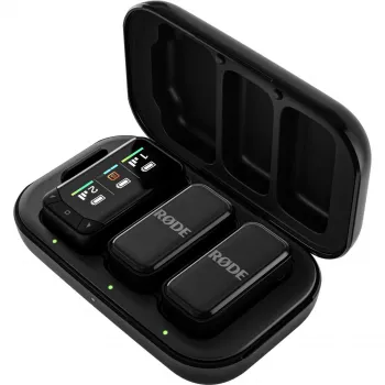 Belaidžio lavalier mikrofonų rinkinys Rode Wireless Micro Camera Kit su belaidžiu siųstuvu ir imtuvu